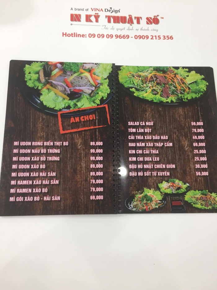 In menu nhựa gáy đóng lò xo