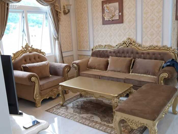 xưởng sofa tân cổ điển dát vàng 