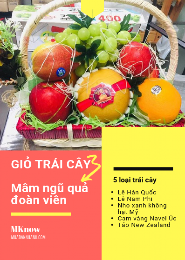 Giỏ trái cây trung thu - giỏ trái cây ngũ quả từ MKnow