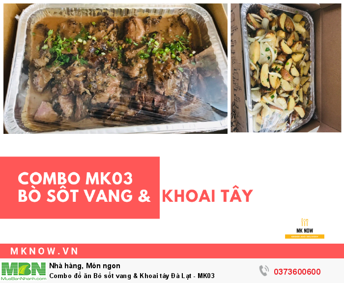 Combo đồ ăn Bò sốt vang & Khoai tây 