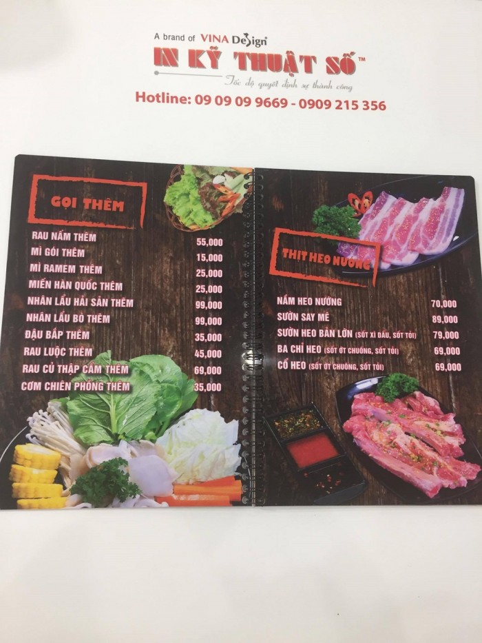 In menu nhà hàng giá rẻ