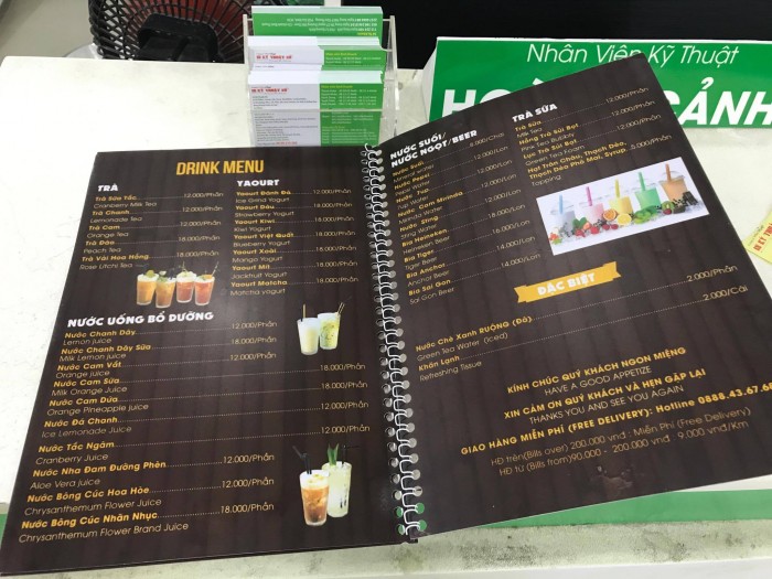 In menu giấy dạng quyển đóng gáy lò xo