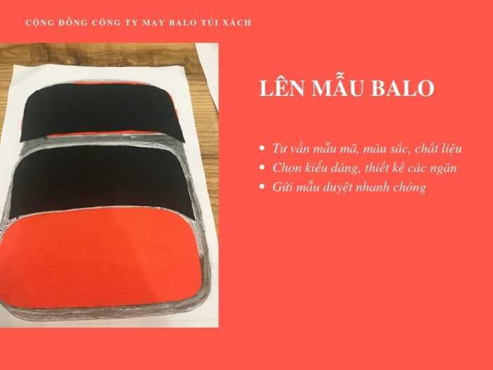 Khâu lên mẫu ba lô laptop, ba lô đồng phục cho công ty