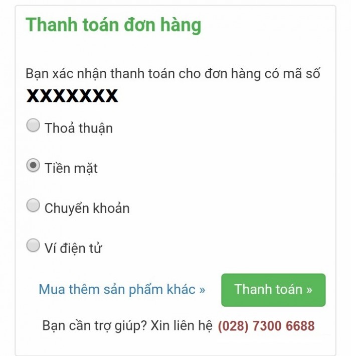 Chọn phương thức thanh toán