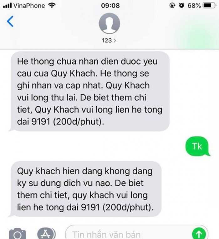 Kiểm tra trừ tiền SMS mạng Vinaphone