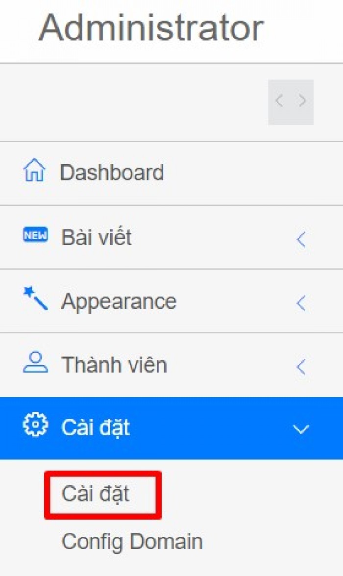 Truy cập tab Cài đặt chọn Cài đặt