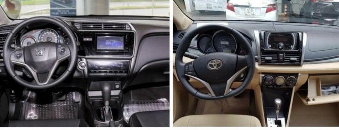 So sánh Toyota Vios và Honda City về trang bị nội thất