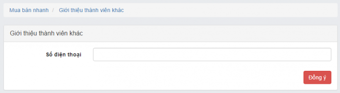 Nhập số điện thoại thành viên được giới thiệu mới