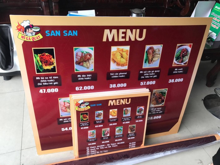 In menu khổ lớn áp tường - in menu PP bồi formex